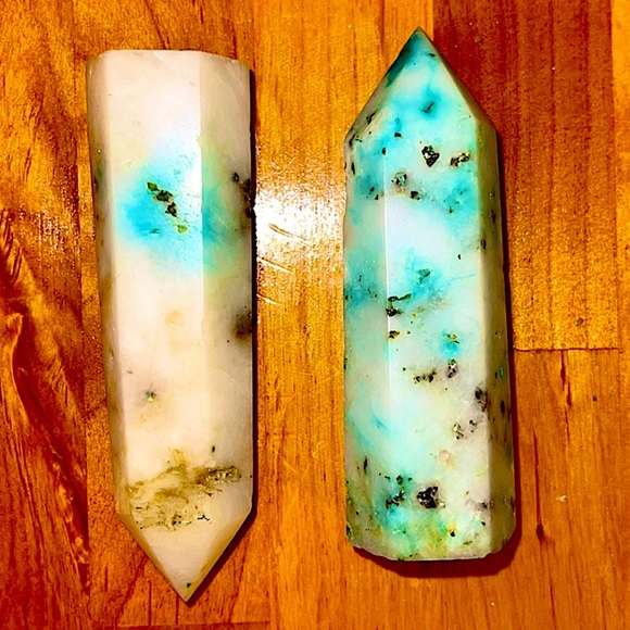 Obelisk Chrysocolla in Quartz w/ Azurite, Phoenix Towers - Picture 10 of 15